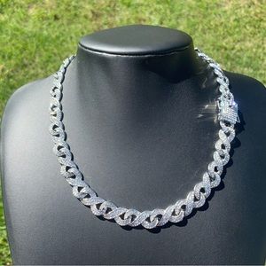 14k White Gold Plated 13mm Cuban Infinity Link Chain 18” 20” Premium Choker